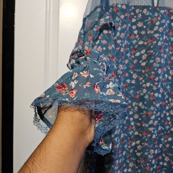 NWT Francesca's Collections Women's Floral Printed Mesh Top Midi Dress in Medium - Picture 6 of 9